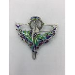 A Silver Art Nouveau style Plique A Jour brooch/pendant necklace