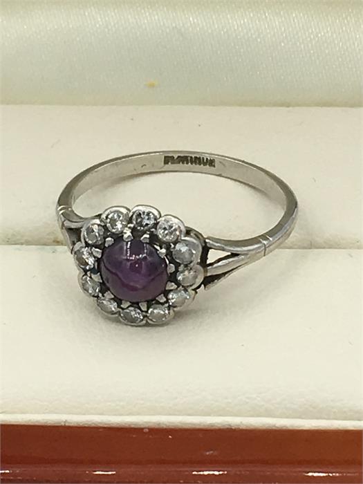 A Diamond and Amethyst ring set in a platinum setting. - Image 2 of 2
