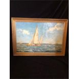 An oil on canvas of Sailing on the Solent