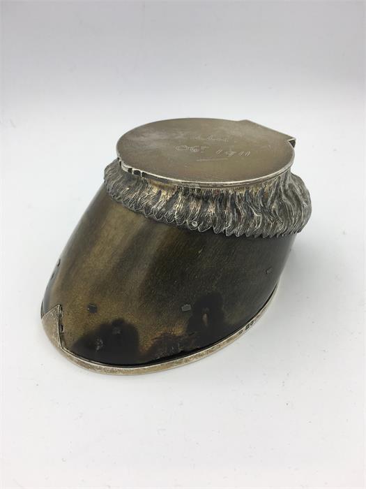 A silver mounted hoof, hallmarked, and engraved Zulu 1911. - Image 2 of 3