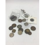 British India Colonial coins, including East India company half and quarter Anna, and Victorian