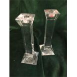 A pair of glass candlesticks, Villeroy and Boch.