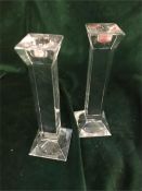 A pair of glass candlesticks, Villeroy and Boch.