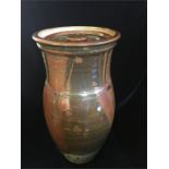 Large lidded glazed pottery urn or jar