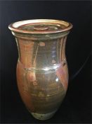 Large lidded glazed pottery urn or jar