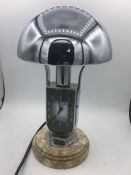 ART DECO 1925 -1930s MOFEM HUNGARIAN CHROME TABLE LAMP and ALARM CLOCK with marble base that looks