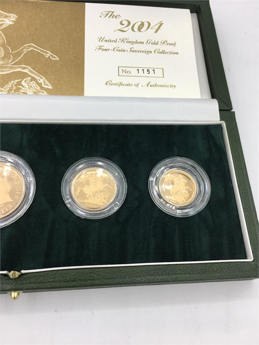 A 2004 gold proof coin set in 22ct, half sovereign, sovereign, double sovereign and five pound coin - Image 3 of 3