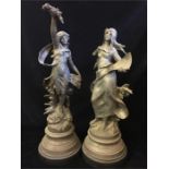 A Pair of spelter figures on stands (AF)