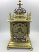 Mid 19th Century French Bronze Champleve Enamel Mantle Clock for Turkish market the gilt Arabic dial