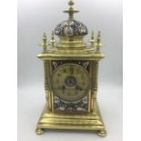 Mid 19th Century French Bronze Champleve Enamel Mantle Clock for Turkish market the gilt Arabic dial