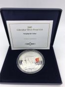 2005 5oz silver ten pound coin, cased, 'Trooping the Colour'