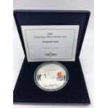 2005 5oz silver ten pound coin, cased, 'Trooping the Colour'