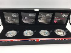 Boxed set of silver proof £5 coins 'Countdown to London 2012' Royal Mint