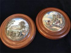 Two Framed pot lids