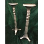 Pair of modern candlesticks, metal.