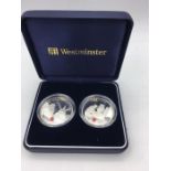Boxed set of silver proof coins celebrating VE and VJ days