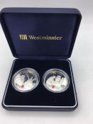 Boxed set of silver proof coins celebrating VE and VJ days