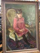 Katie with Victorian Chair by Elizabeth Scott-Moore, Royal Watercolour Society, New English Art Club