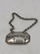 A Hallmarked silver 'Madeira' Decanter label.