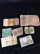 A selection of world bank notes