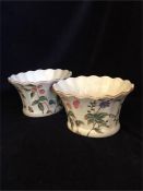 Two china floral pots