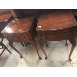 A pair of bedside tables with glass tops.