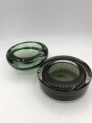 Two green Scandinavian art glass bowls