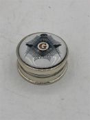 A Silver Pill Box with enamel Masonic image