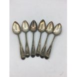 A set of six hallmarked silver teaspoons.
