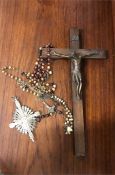 A selection of Religious items to include crucifix, rosaries etc.