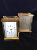 Two Carriage clocks A Junghams Meister and another marked Harrods AF