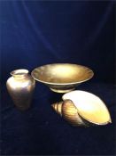 A selection of gold coloured ceramics