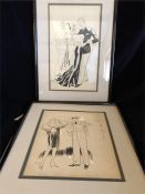 A Pair of Helen Mckie original pen and ink drawings