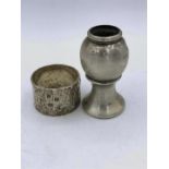 A hallmarked silver napkin ring and small hallmarked posy vase