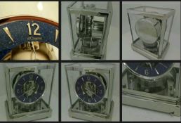 Rare Jaeger-LeCoultre Steel Chrome Atmos Clock calibre 528 1960s-70s serial No 388579 with Lapis