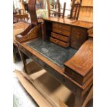 Late 19th Century French Style mahogany Carlton House Desk the D shaped superstructure fitted four