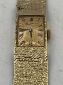 A Lady's Bueche Girod 9ct gold bark textured bracelet watch (30.2g) AF