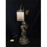 A Bronze effect Cherub themed table lamp.