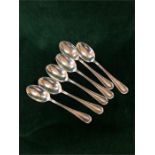A set of six hallmarked silver teaspoons