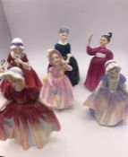 Six Figurines by Gainsborough and Royal Doulton, Cherie, Lavinia, Bable Vanity, Dinky Do.