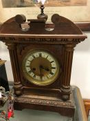 A mantle clock in wood