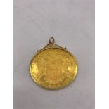 Gold 1915 Austrian 4 Ducat Gold Coin in a 9ct gold mount.