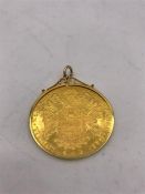 Gold 1915 Austrian 4 Ducat Gold Coin in a 9ct gold mount.