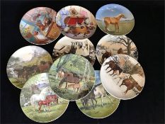 A selection of 11 Spode plates of Horses and Kittens.