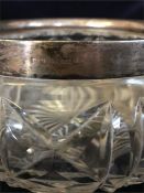 A hallmarked silver rimmed fruit bowl