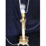 A Marble and gilt pillar lamp base