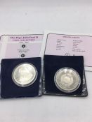 Pope John Paull II commemorative coins 'De Nihilo Nihil' in cupro-nickel and 'Holy Father' in