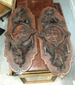 A Pair of French 19th Century wood carvings with a hunting theme.