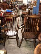 A Pair of fireside oak armchairs