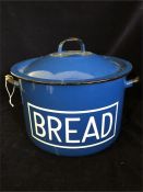 A blue enamel Vintage bread bin